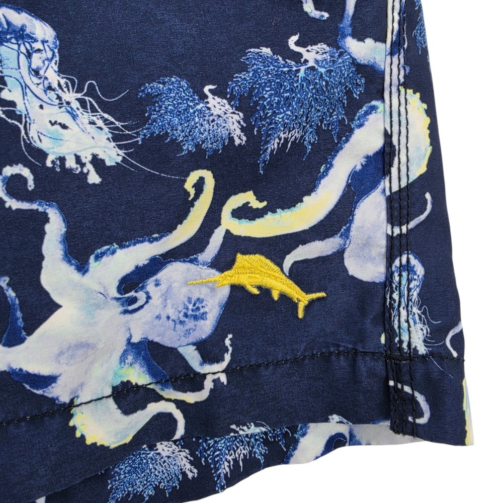 Tommy Bahama Relax L Blue Octopus Jellyfish Swim Trunks Board Shorts Surf Tropic - Picture 3 of 5